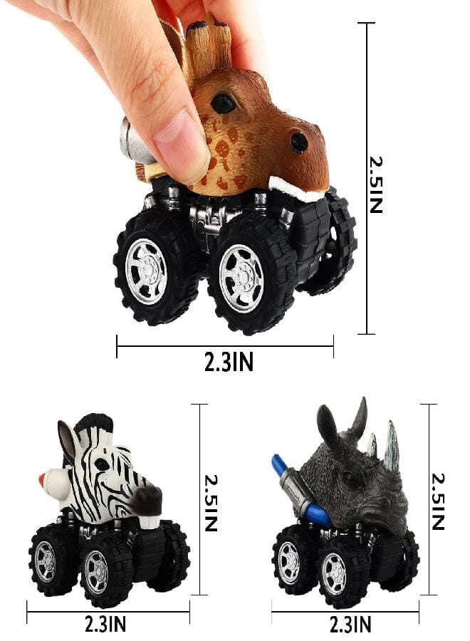 CHIMAGER Jungle Themed Pull Back Animal Monster Car Vehicle Toy with Big Tire Wheel for 3+ Years Old Boys and Girls - Pack of 6 - Image 2